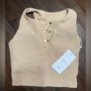 Buffbunny collection Henley ribbed crop top